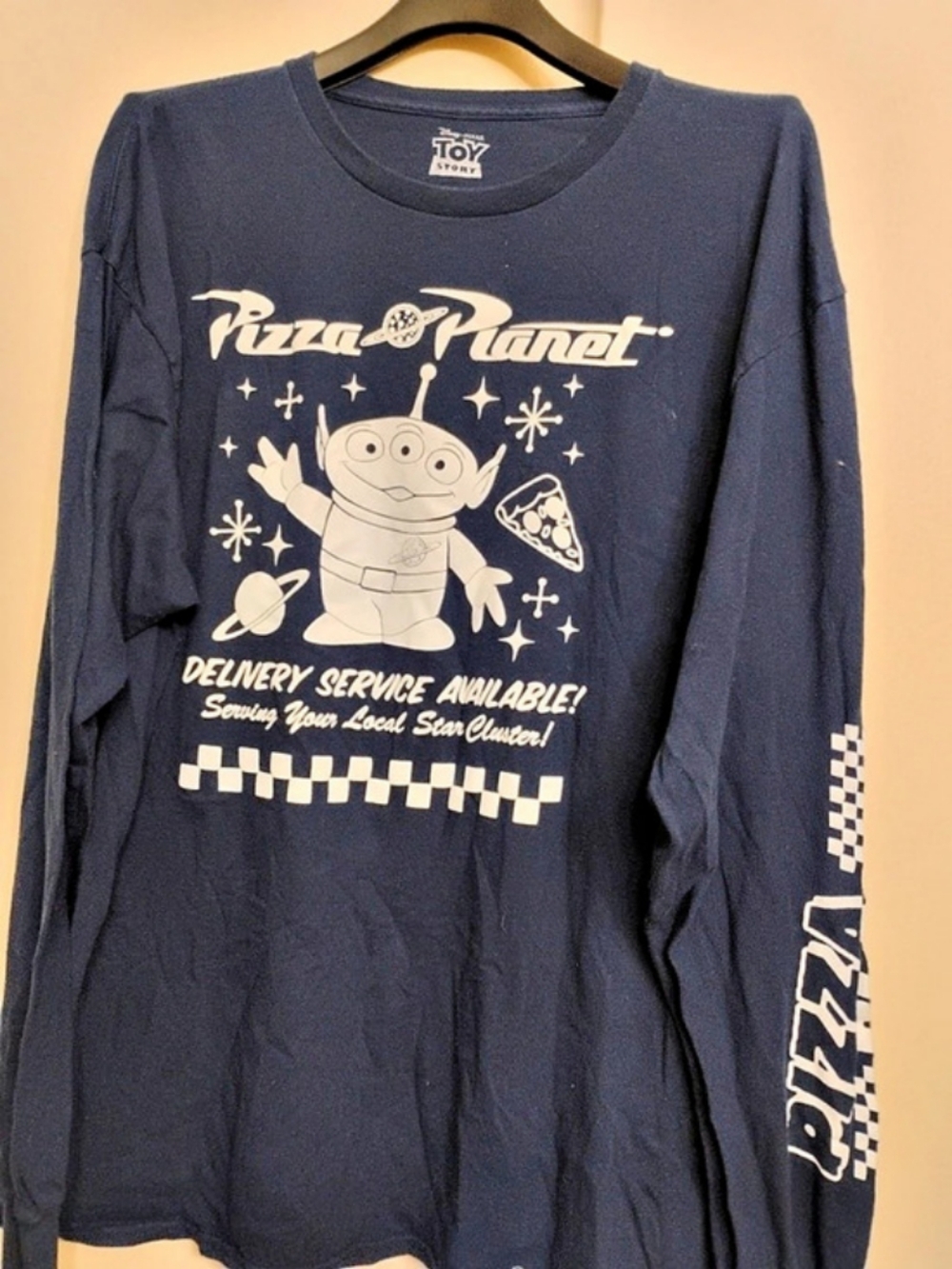 Disney Pizza Planet Graphic Long Sleeve Tee XL Blue